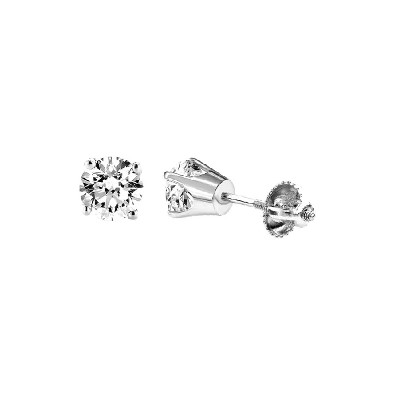 Women’s colorful stud earrings-LADIES SOLITARE EARRINGS 2.00CT ROUND DIAMOND 14K WHITE GOLD