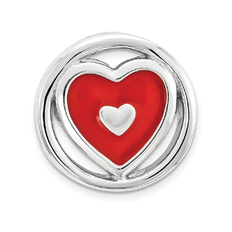 Women’s crystal necklaces-Sterling Silver Stackable Expressions Small Red Enameled Heart Chain Slide