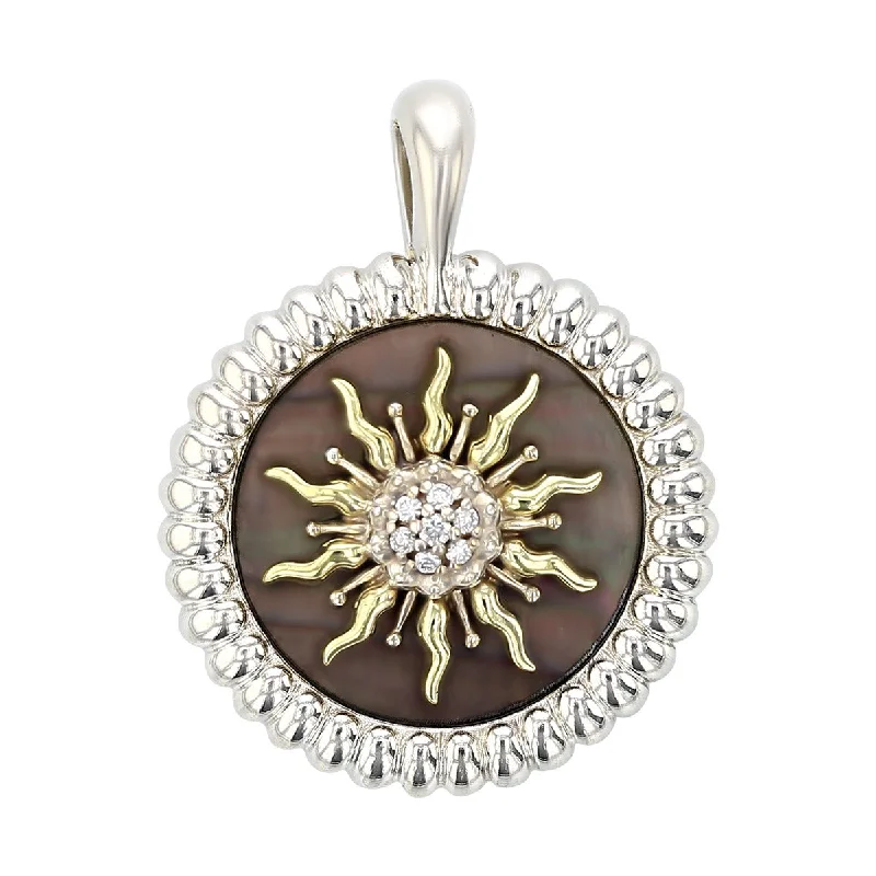 Women’s simple gold necklaces-Slane Diamond and Black Mother-of-Pearl Sunburst Pendant