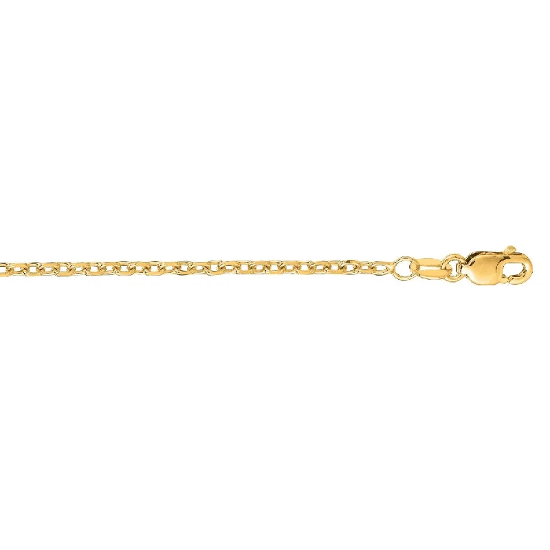 Women’s round engagement rings-14kt 20" Yellow Gold Diamond Cut Cable Link Chain with Lobster Clasp CAB050-20