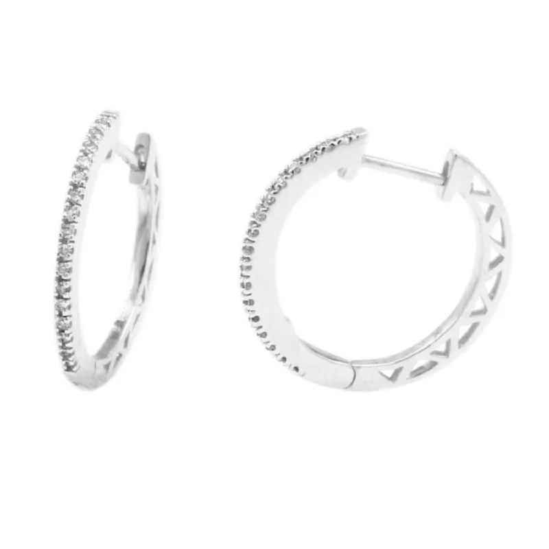 Women’s crystal earrings-1/10 CTW Diamond Hoop Earrings in 10KT White Gold