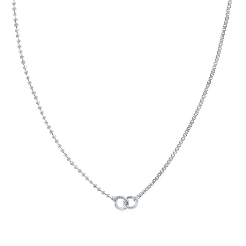 Women’s choker necklaces-Links Of Italy Women's Chain - Sterling Silver Half Beads and Box, 16 Inch | Q-5753-16