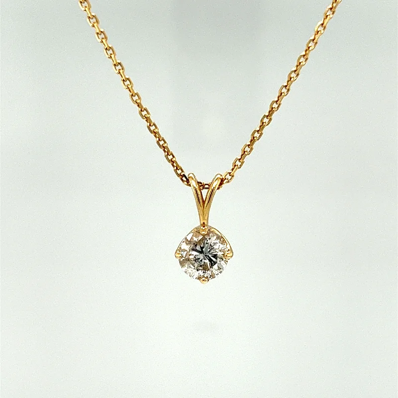 Women’s diamond necklaces-14k Yellow Gold 1.50CT Classic Diamond Solitaire Pendant