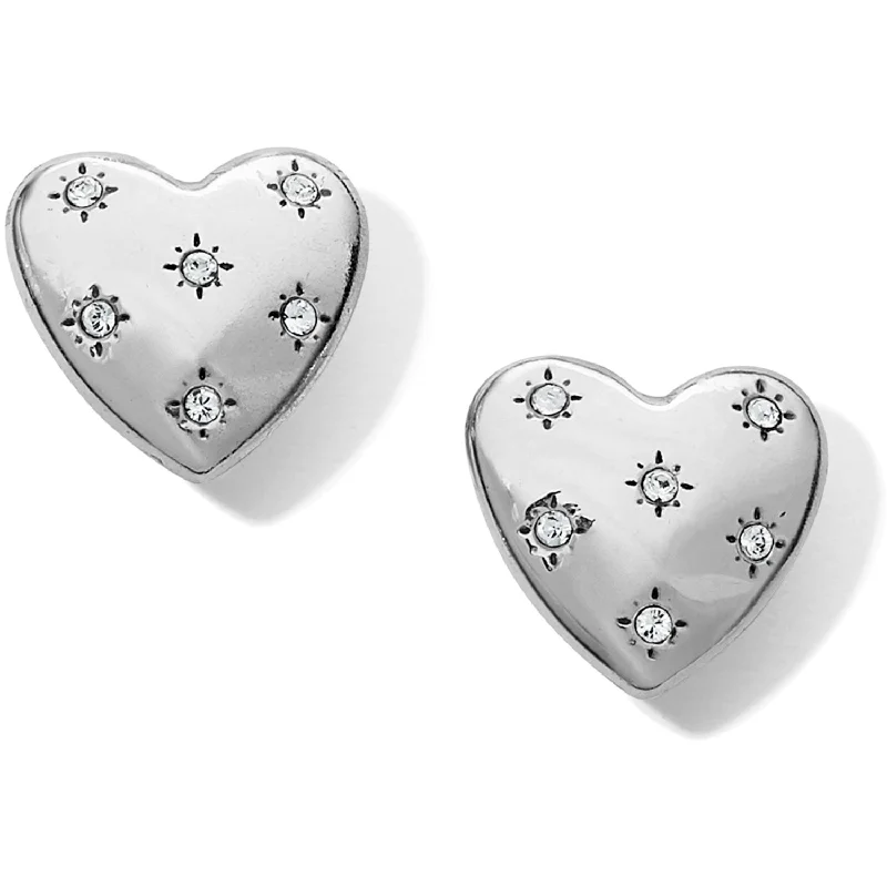 Women’s diamond hoop earrings-Stellar Heart Post Earrings