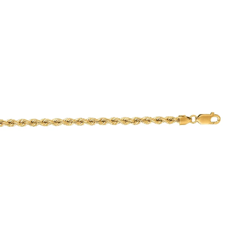 Women’s white gold engagement rings-14kt 30" Yellow Gold Diamond Cut Solid Rope Chain with Lobster Clasp SR023-30