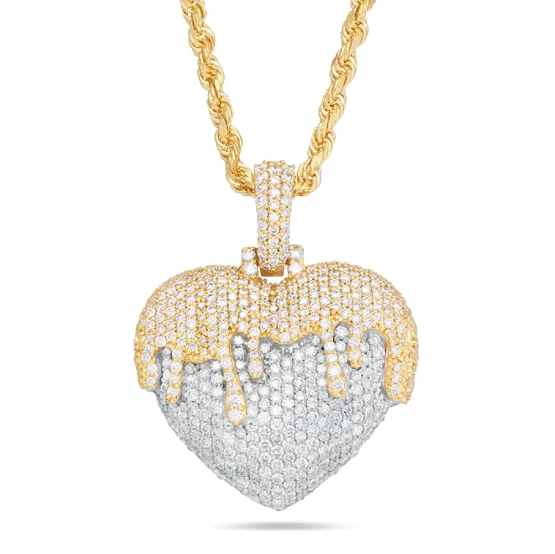 Women’s friendship necklaces-Shyne Collection 14K Gold 1.48ct Small Diamond Melting Heart Pendant