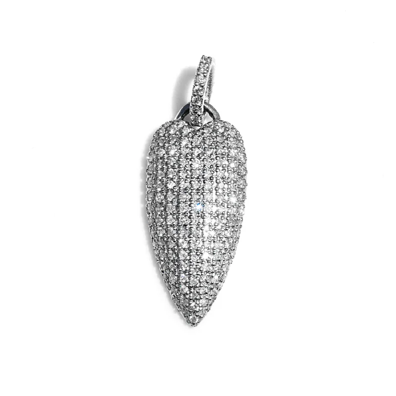 Women’s infinity chain necklaces-Skinny Heart Pave Diamond Pendant  P0000694