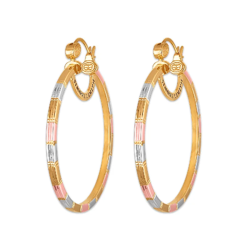 Women’s vintage hoop earrings-Simone I Smith Collection 50MM Tri-Color Hoop in 18K Gold Plated Sterling Silver