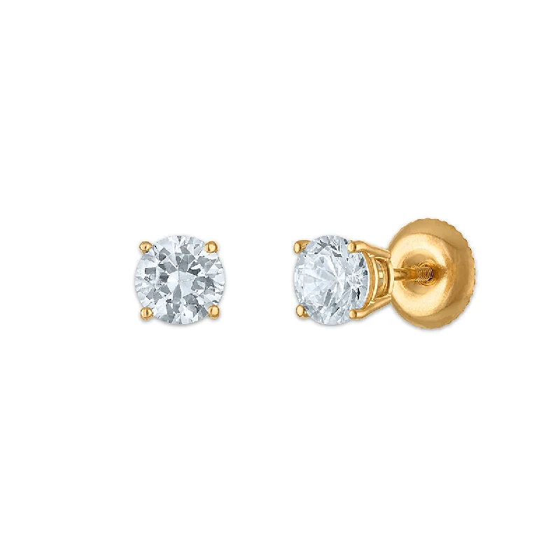 Women’s long earrings-EcoLove 1 CTW Lab Grown Diamond Stud Earrings in 10KT Gold