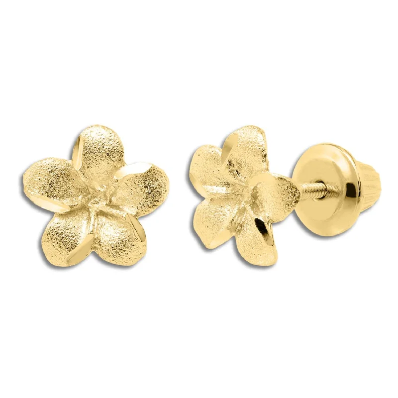 Women’s luxury diamond earrings-Kiddie Kraft 14KT Yellow Gold Childrens Flower Stud Earrings