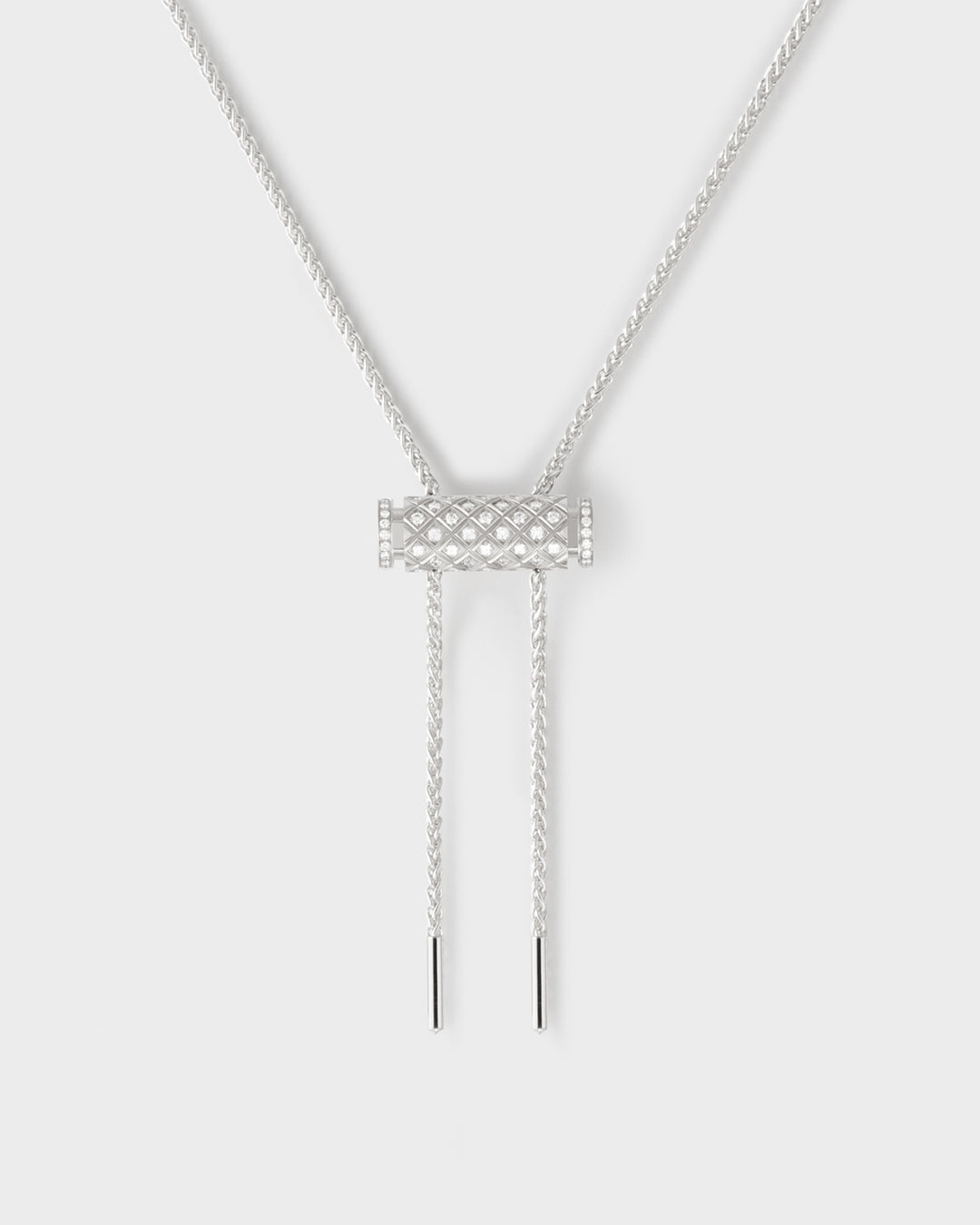 Women’s luxury necklaces-Diamond Latch Pendant on MM Chain in White Gold