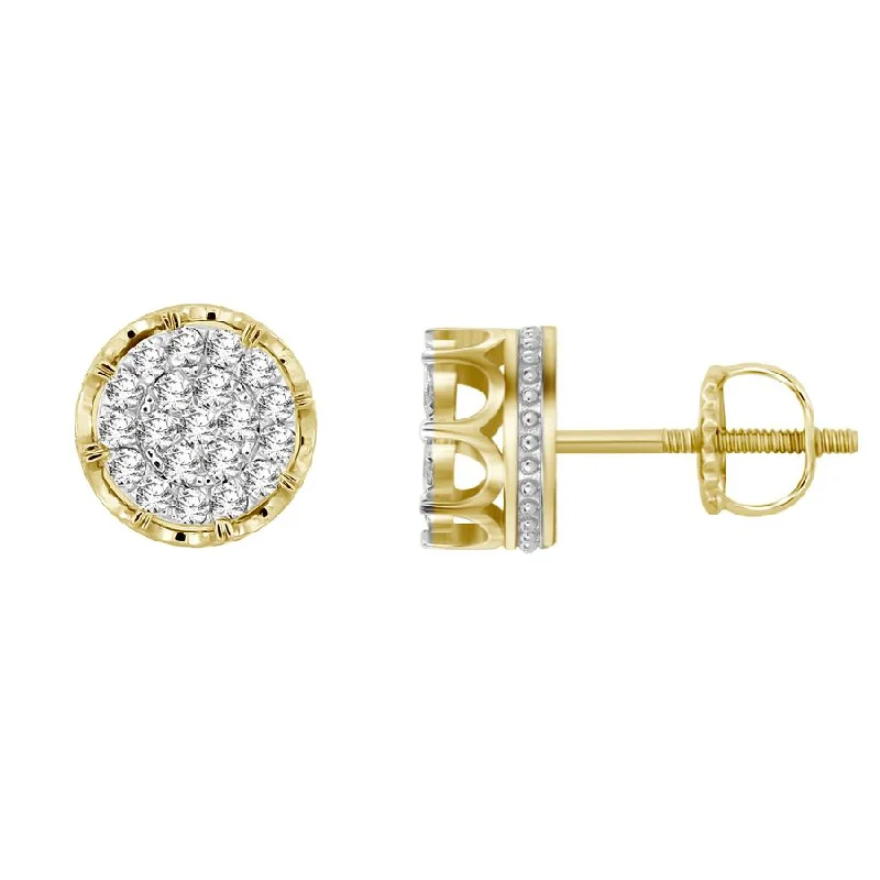 Women’s round stud earrings-EARRINGS 1.50CT ROUND DIAMOND 10K YELLOW GOLD