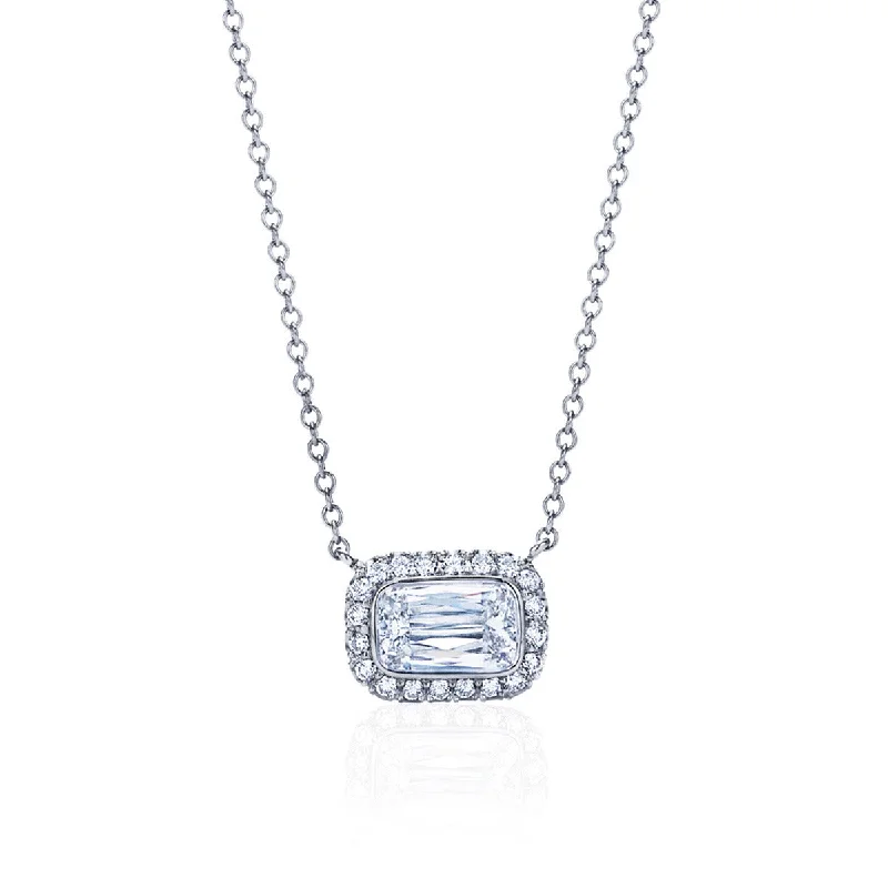 Women’s collar necklaces-Ashoka Bezel Set East West Silhouette Diamond Pendant