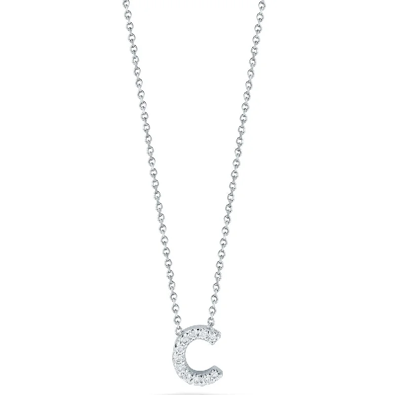 Women’s modern necklaces-Love Letter C Pendant with Diamonds