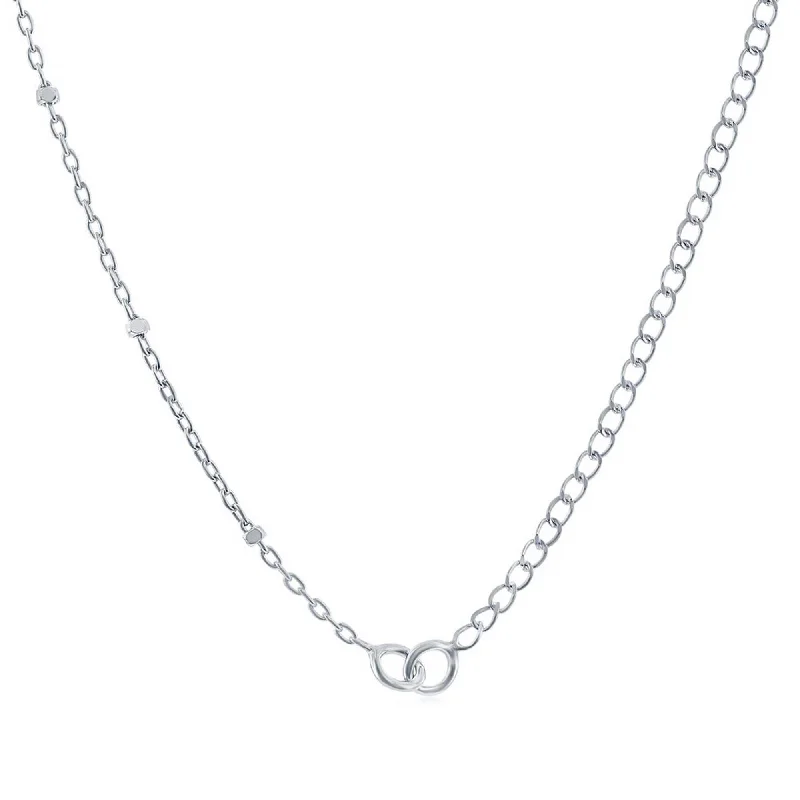 Women’s romantic necklaces-Links Of Italy Women's Chain - Silver Half Curb and Square Beads, 18 Inch | Q-5750-18