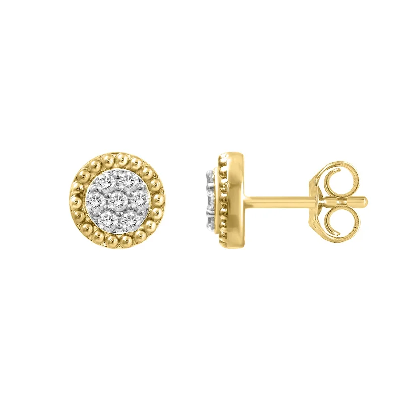 Women’s sparkly drop earrings-LADIES EARRINGS 0.20CT ROUND DIAMOND 14K YELLOW GOLD