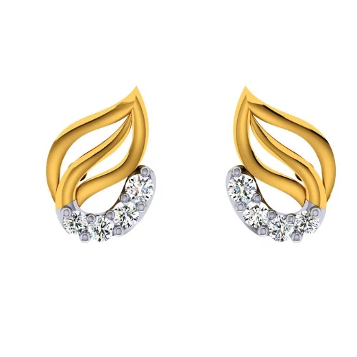 Women’s oversized earrings-18KT (750) Yellow Gold And Diamond Earring For Women