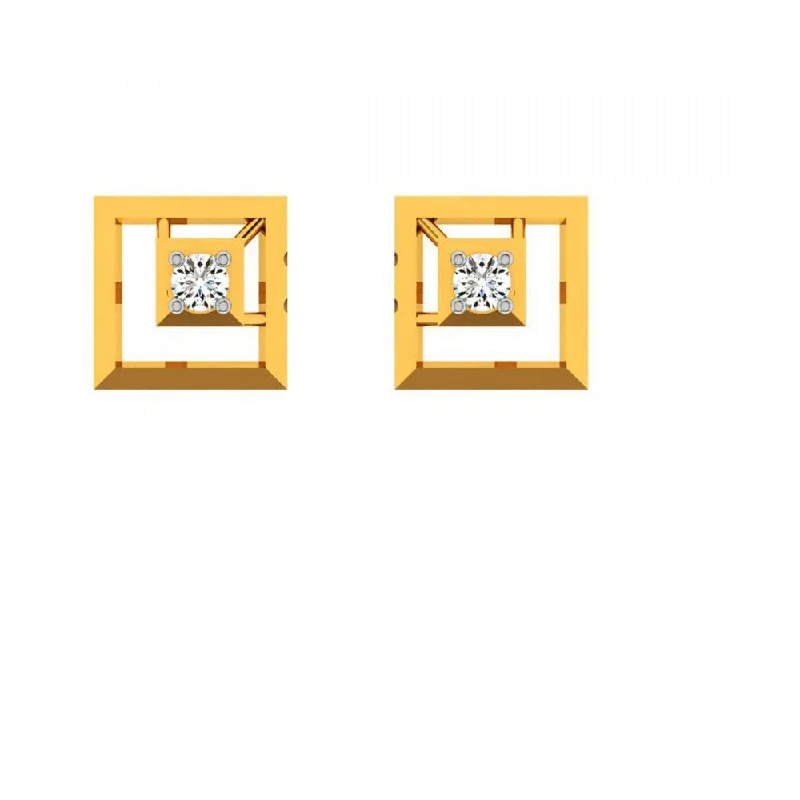 Women’s charm earrings-18KT (750) Yellow Gold And Diamond Earring For Women