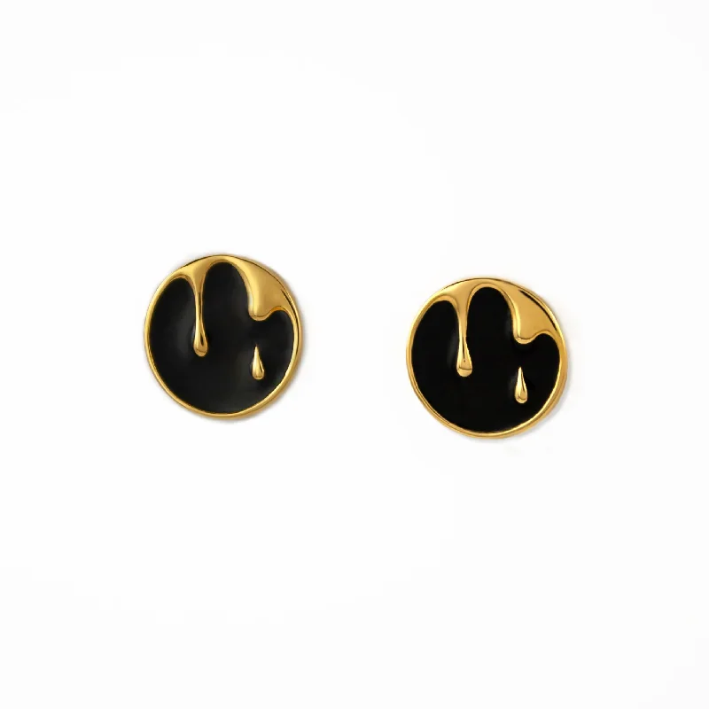 Women’s fashion earrings-Dripping Rivulets Enamel Plugs