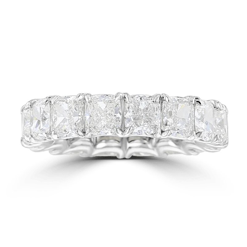 Women’s princess cut diamond engagement rings-Platinum 8.25 CTW Cushion Diamond Eternity Band