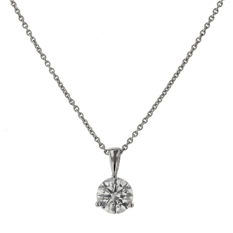 Women’s anniversary necklaces-Premier Round Brilliant Diamond Solitaire Pendant