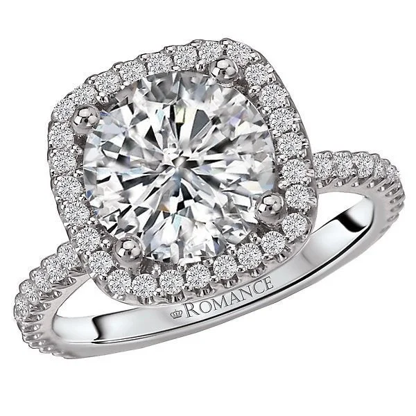 Women’s engagement rings for large fingers-14KT 3/8 CTW Diamond Cushion Halo Setting For 3.00 CT Round/Cushion