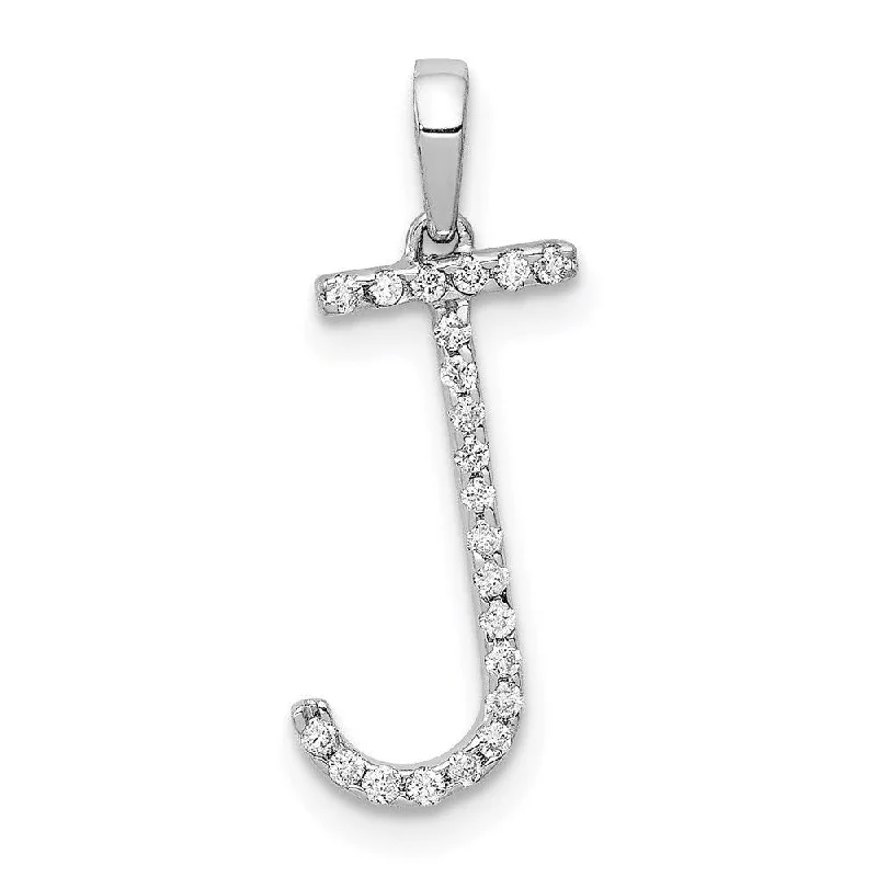 Women’s sapphire necklaces-14k White Gold Diamond Initial J Pendant