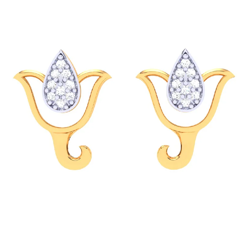 Women’s elegant earrings-18k Flower Shaped Diamond Stud Earring From Diamond Collection