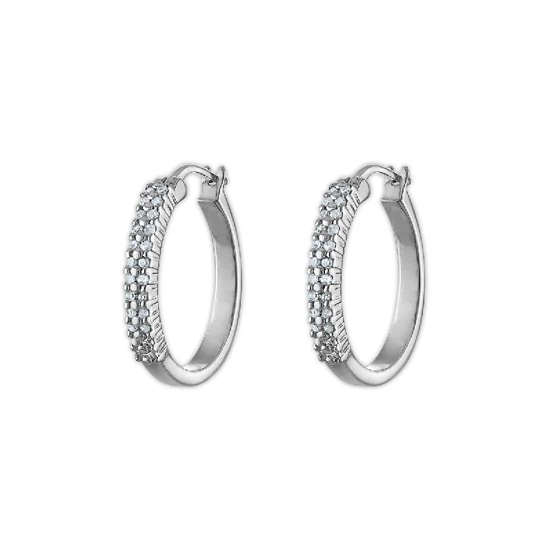 Women’s hoop earrings-1/5 CTW Diamond Hoop Earrings in Sterling Silver