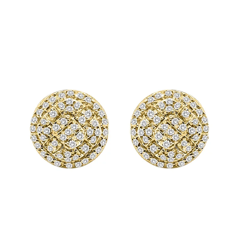 Women’s modern earrings-LADIES EARRINGS 0.25CT ROUND DIAMOND 10K YELLOW GOLD