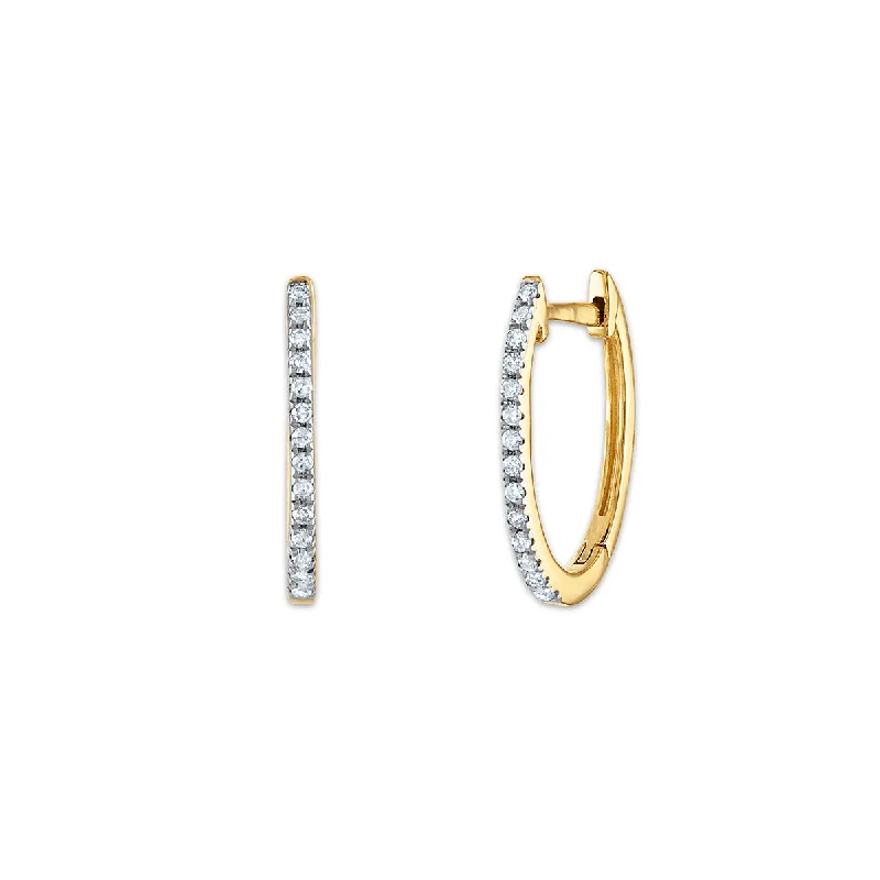 Women’s rectangular earrings-1/10 CTW Diamond Oval Hoop Earrings in 10KT Yellow Gold