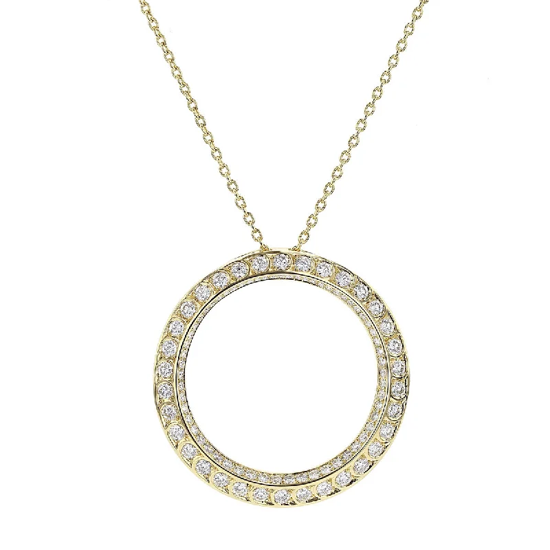 Women’s unique diamond necklaces-Scallop Artisan Pave Diamond Circle Pendant