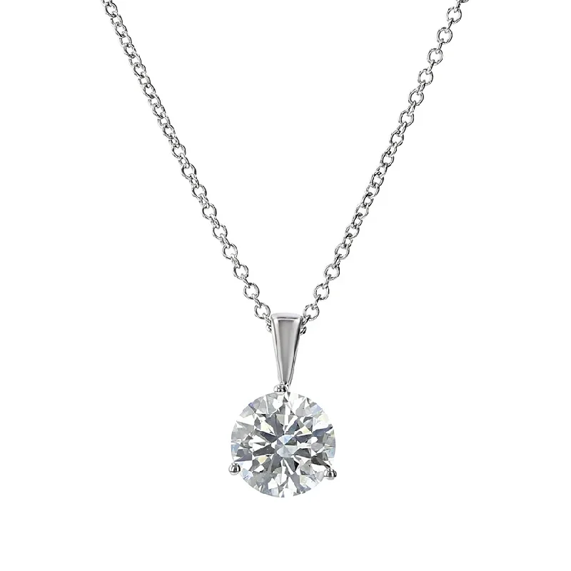 Women’s gemstone choker necklaces-Hearts on Fire Classic 0.77ct Diamond Solitaire Pendant on Chain in 18K White Gold, 18inch