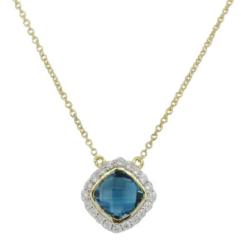 Women’s infinity chain necklaces-London Blue Topaz Diamond Pendant with Chain