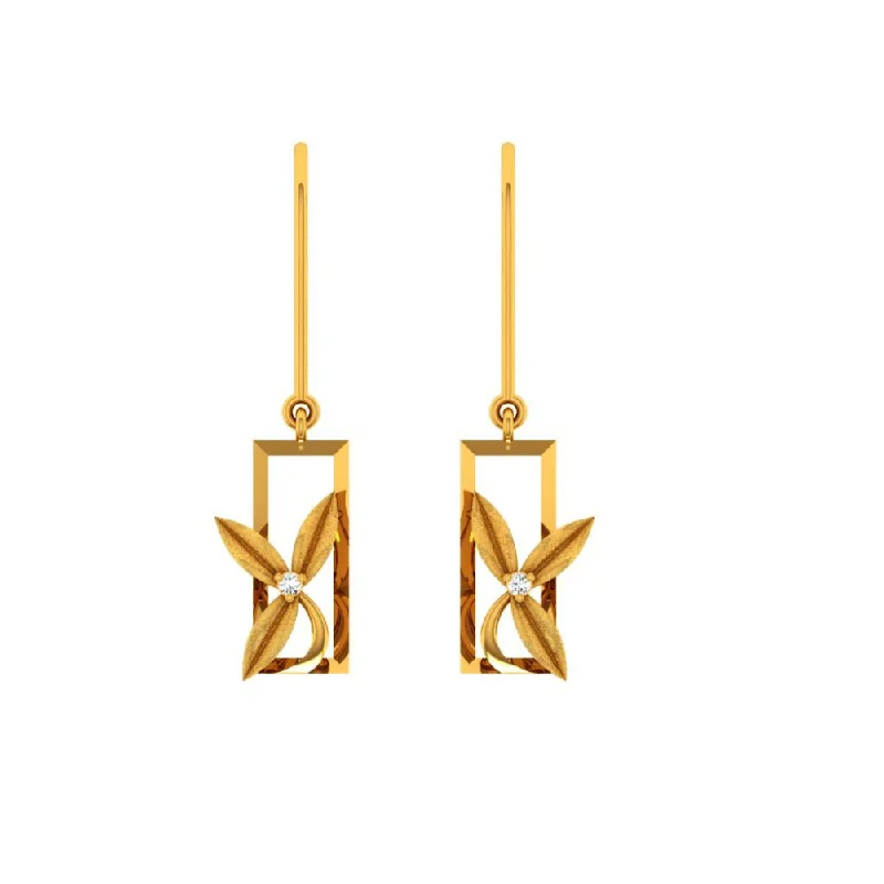 Women’s flower-shaped earrings-18KT (750) Yellow Gold Diamond Earring For Woman