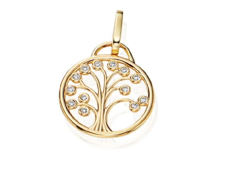 Women’s romantic necklaces-Lucky Life Diamond Tree Pendant in 18K Yellow Gold