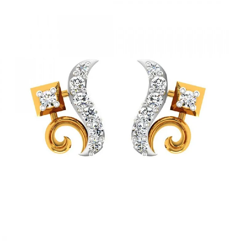 Women’s everyday earrings-18KT (750) Yellow Gold And Diamond Earring For Women