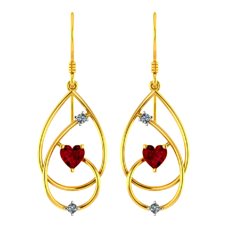 Women’s luxury diamond earrings-American Diamond Studded Oval Shaped 14k Gold Earring With A Heart Pendant