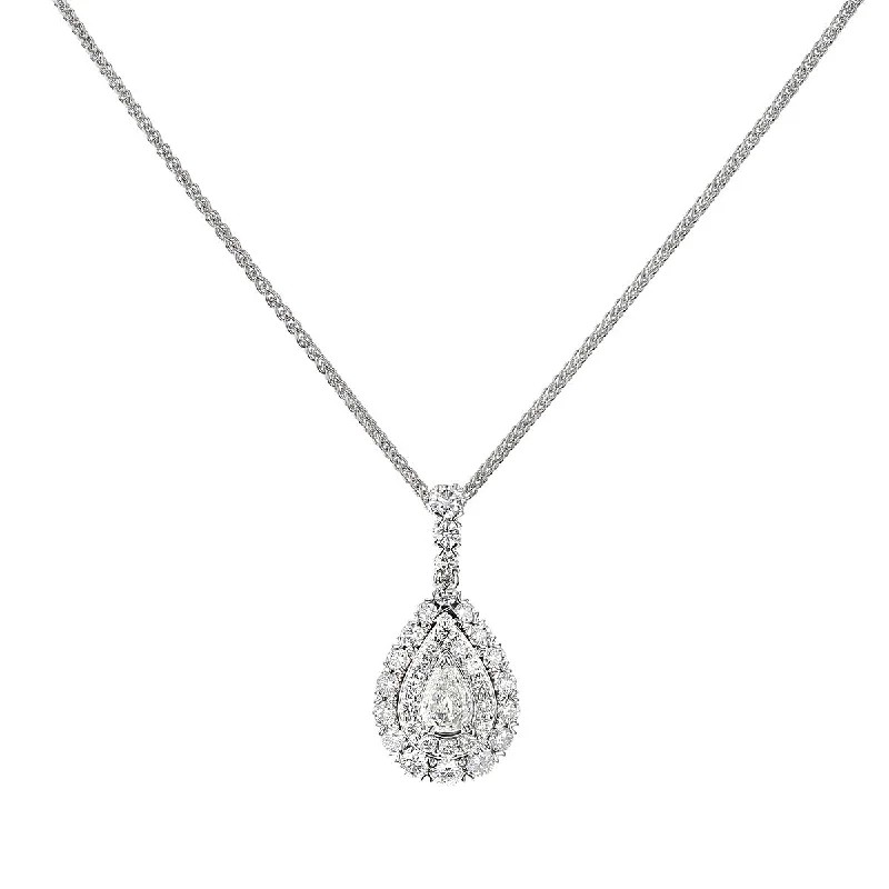 Women’s designer heart necklaces-L'Amour Crisscut Diamond Double Halo Pendant