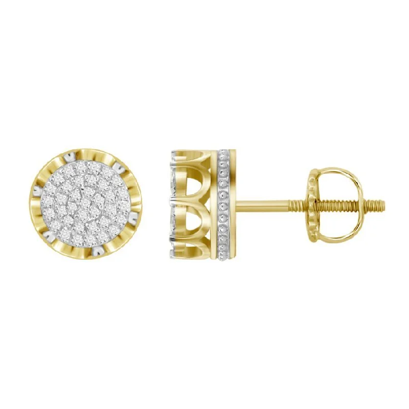 Women’s chain earrings-LADIES STUD EARRINGS 0.25CT ROUND DIAMOND 10K YELLOW GOLD