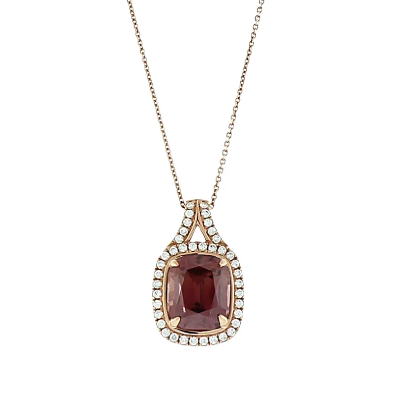 Women’s antique-style necklaces-Spice Zircon 14K Rose Gold Pendant with Diamonds