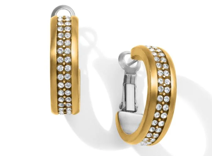 Women’s bridal earrings-Meridian Two Tone Hoop Earrings