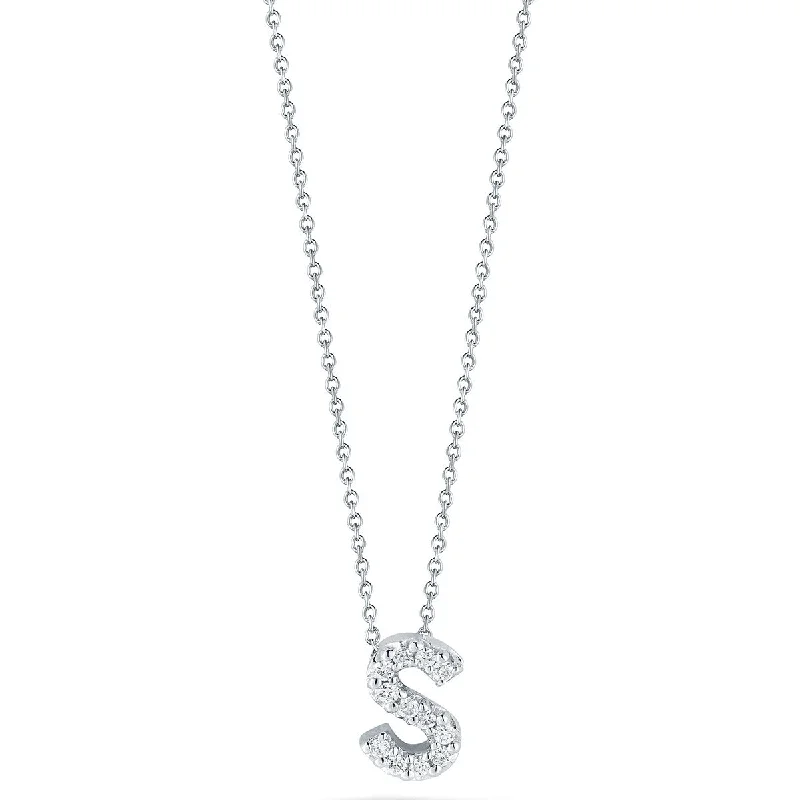 Women’s infinity pendant necklaces-Love Letter S Pendant with Diamonds