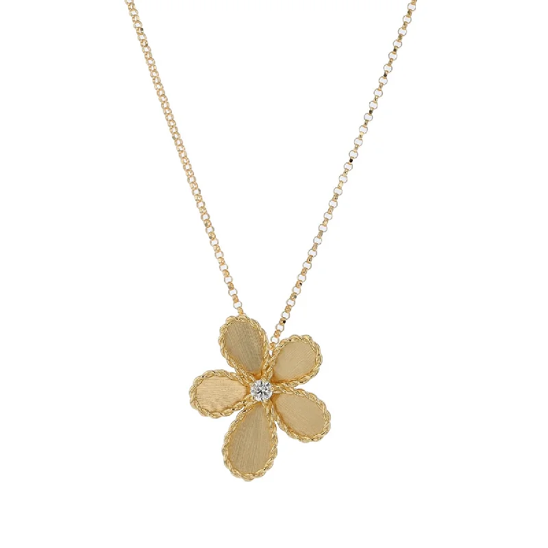 Women’s chunky necklaces-Jasmine 0.06ct Diamond Flower Pendant in 18k Yellow Gold, on 18inch Chain