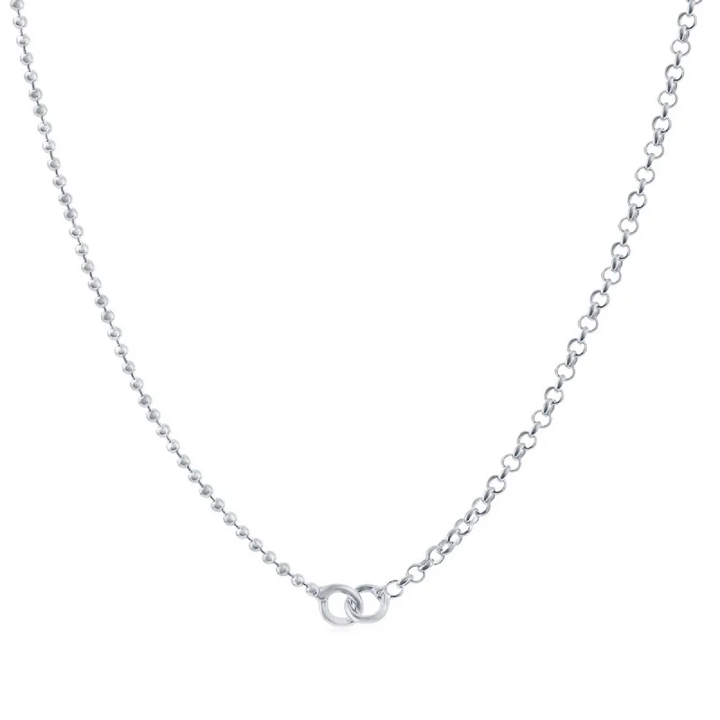 Women’s chain necklaces-Links Of Italy Women's Chain - Silver Half Rolo and Beaded Style, 20 Inch | Q-5751-20