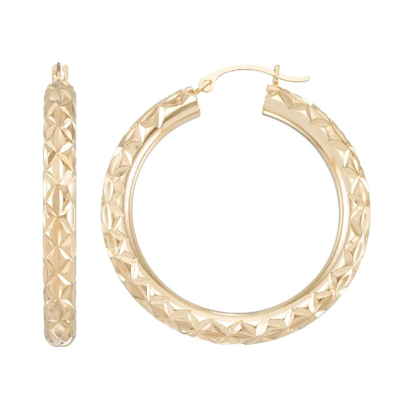 Women’s colorful gemstone earrings-Gold Luxe Diamond Cut Round Hoop in 10KT Yellow Gold Over Resin