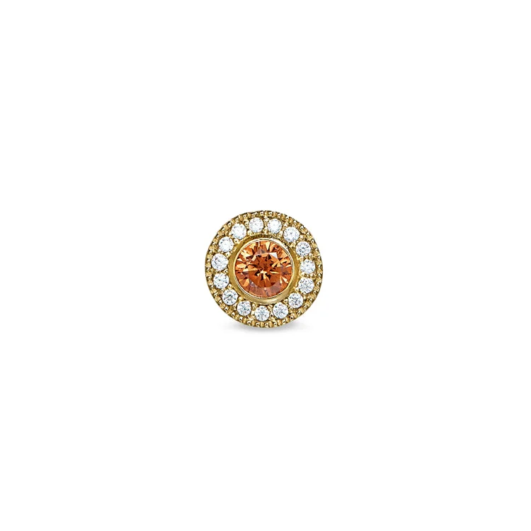 Women’s engagement rings with mixed metals-Gold Finish Sterling Silver Micropave Round Simulated Citrine Charm with Simulated Diamonds