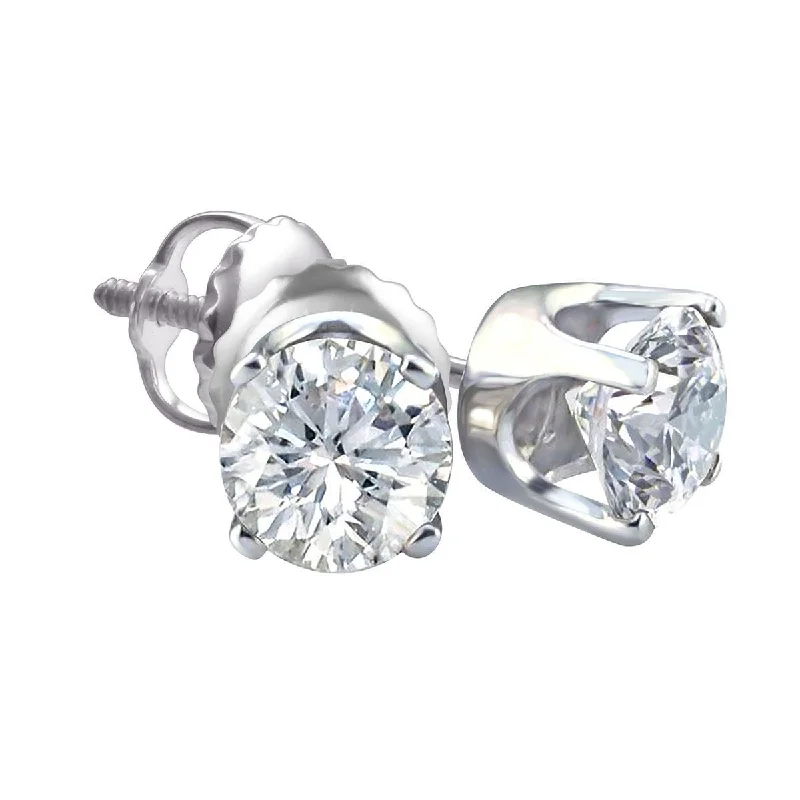 Women’s gold earrings-Premiere 1/2 CTW Diamond Solitaire Stud Earrings in 14KT White Gold