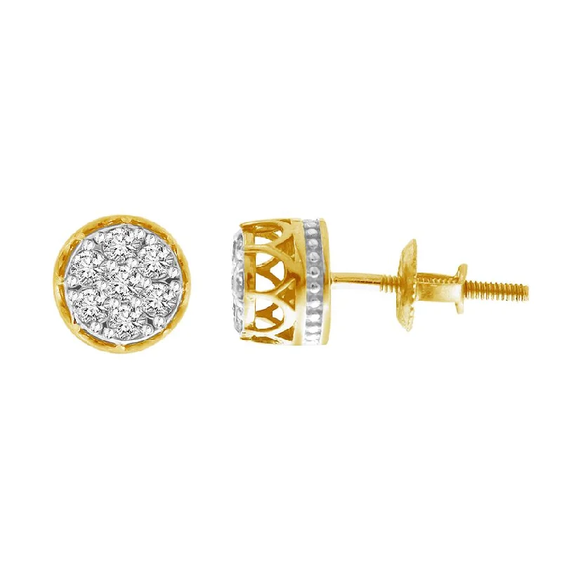 Women’s lightweight earrings-LADIES STUD EARRINGS 0.33CT ROUND DIAMOND 10K YELLOW GOLD