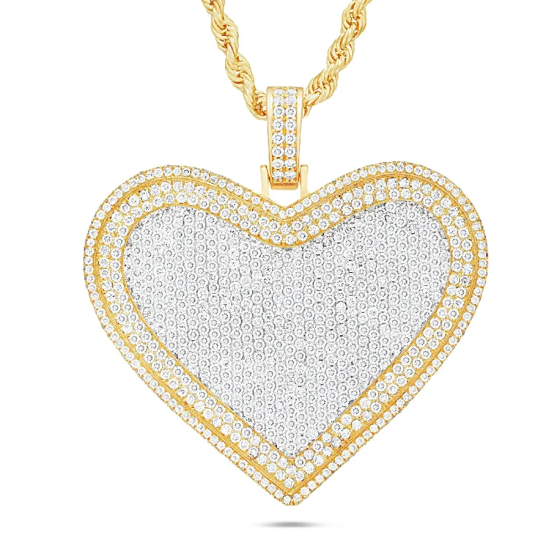 Women’s statement necklaces-Shyne Collection 10K Gold 9.64ct Large Diamond Heart Pendant